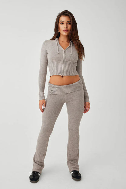 SARANO Zip Up Hoodie, Low Rise Pant set